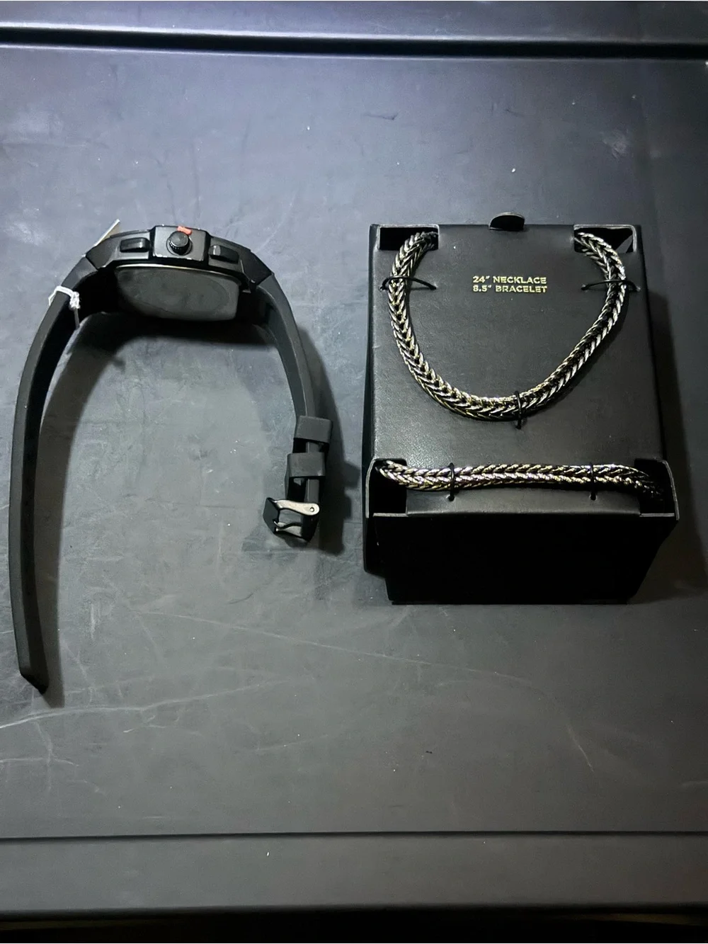 Ed Hardy Black and Silver Men's Watch & Jewelry Set